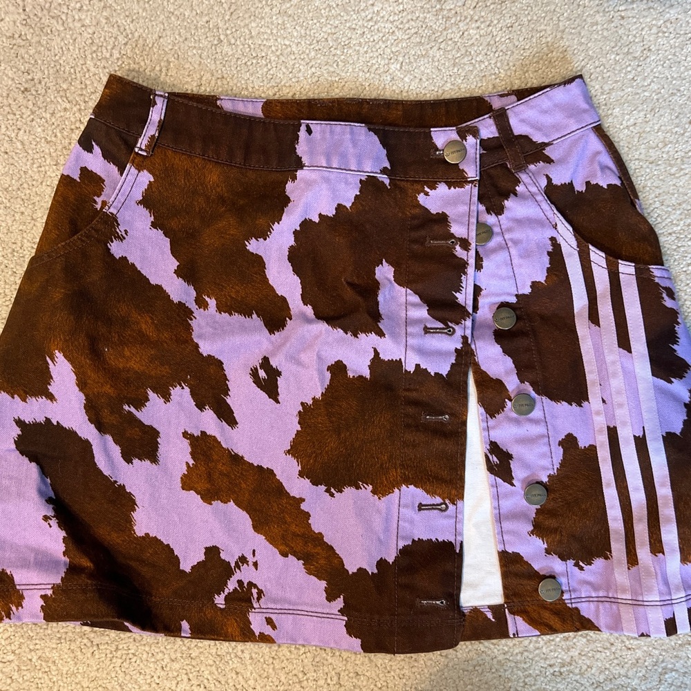 IVY PARK Brown and Purple Cow Patterned Mini Skirt